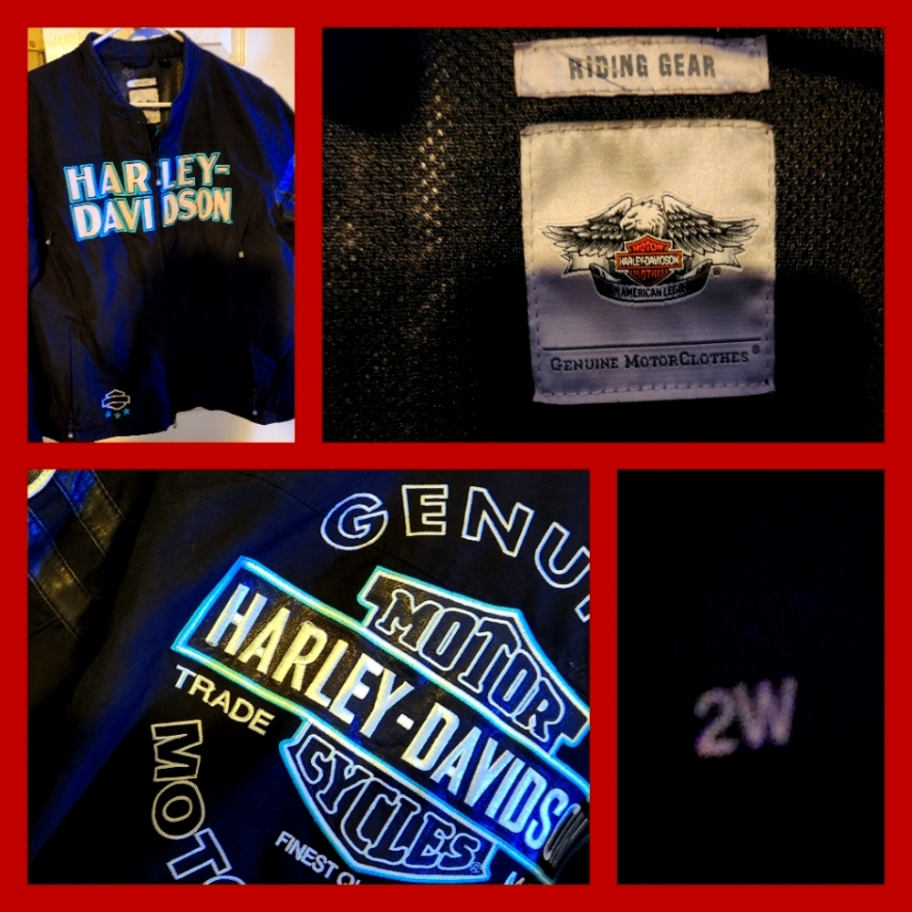 HARLEY DAVIDSON BIKER RIDING JACKET, SIZE 2W.